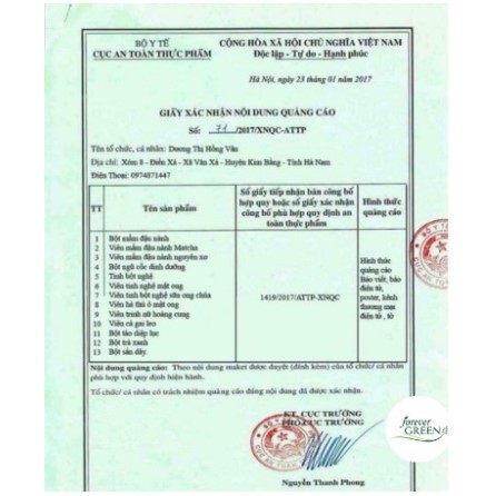 500gr viên mầm đậu nành hồng sâm matcha có giấy chứng nhận ATTP L937