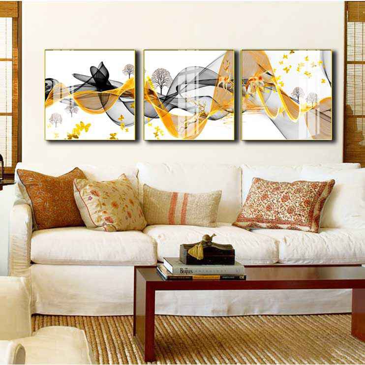 Bộ 3 tranh mica cao cấp Hươu vàng nghệ thuật - MK009