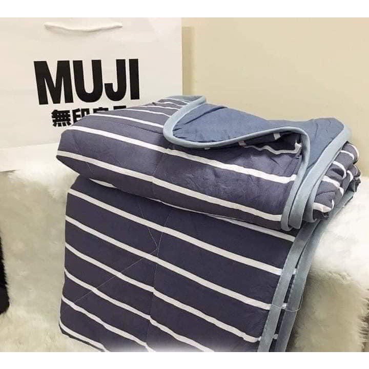 Chăn Mùa Hè, Chăn Cotton Đũi Kẻ Muji Nhật Bản Siêu Mềm, Thoáng Mát, Mẫu Mới Dành Cho Mùa Hè