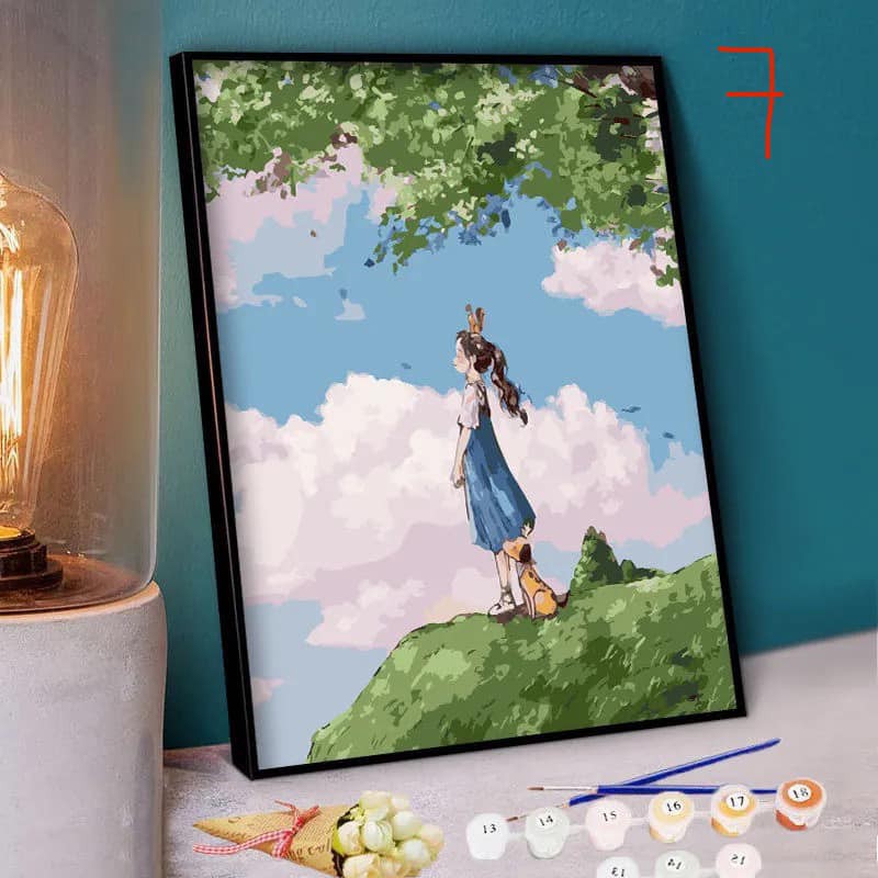 CÓ SẴN - Tranh Số Hoá, Tô Màu Theo Số, Có Khung, Đủ Phụ Kiện - CÔ GÁI MỘNG MƠ