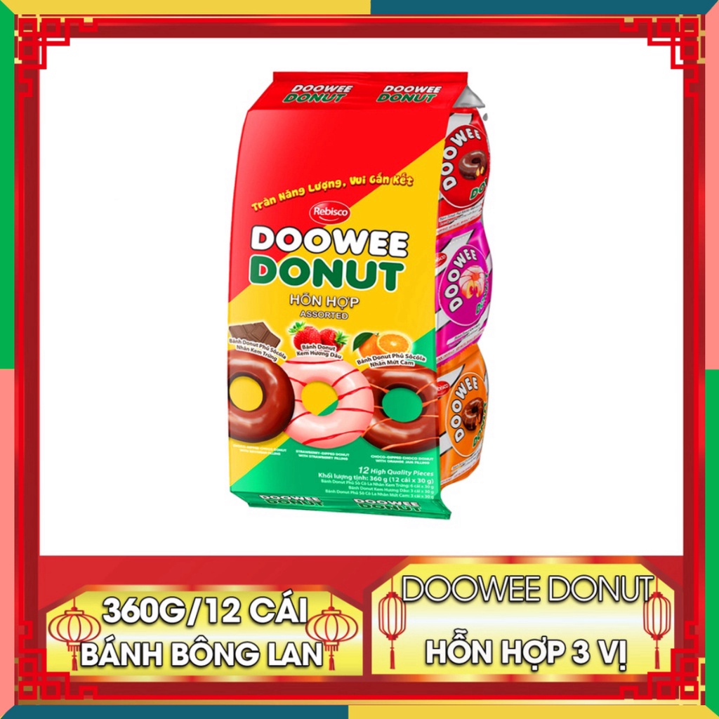 Bánh DOOWEE DONUT Sô cô la túi 12 cái 360 Gram