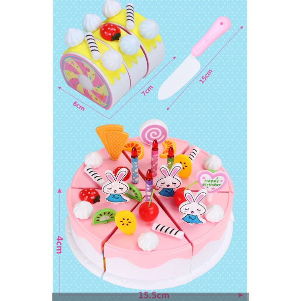 Bộ đồ chơi bánh kem sinh nhật, trái cây màu hồng 44/ 87 chi tiết