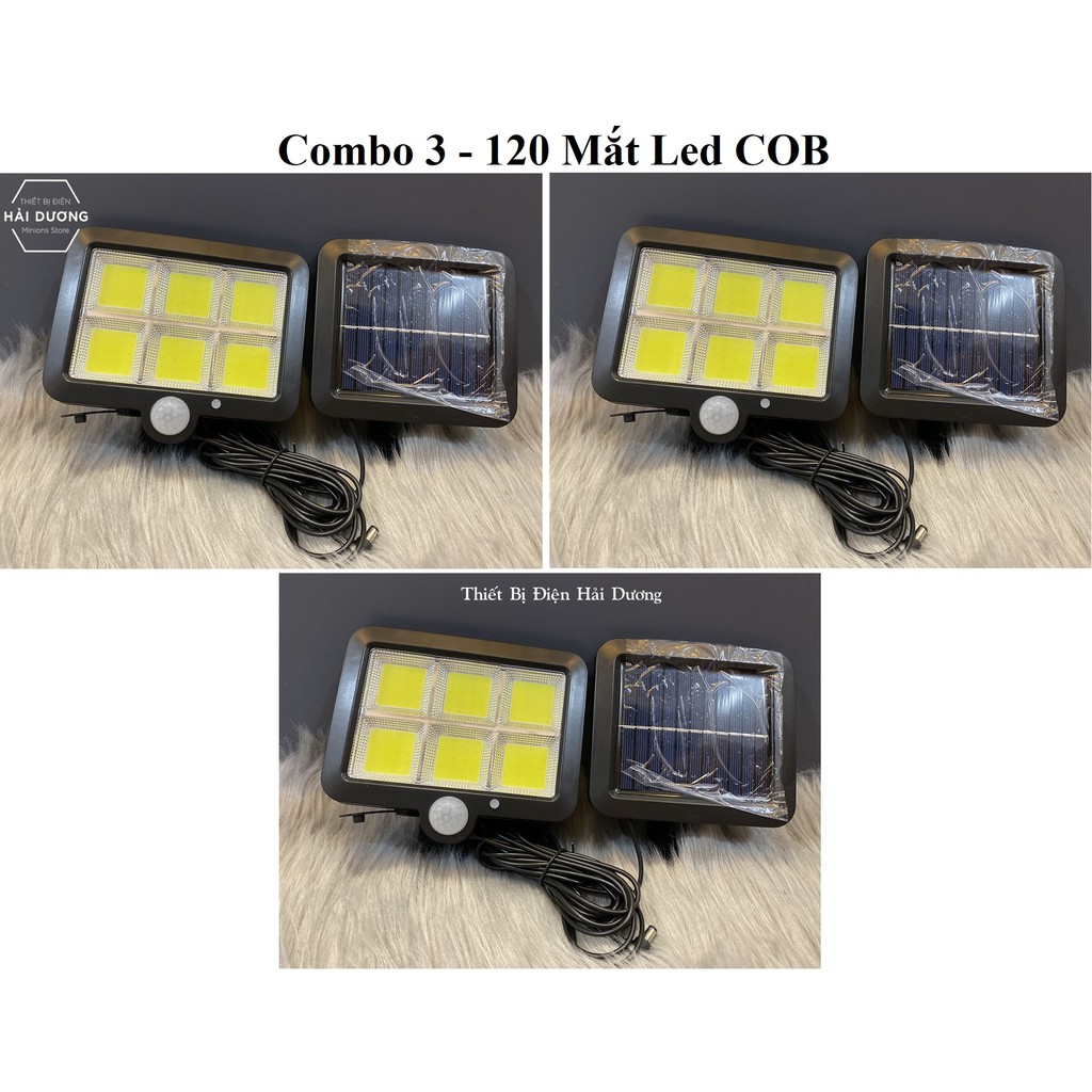 Combo Bộ 3 Đèn Led Năng Lượng Mặt Trời 56 Mắt Led  - ( 100-120 Mắt COB) Pin Tách Rời - Cảm Biến Chuyển Động
