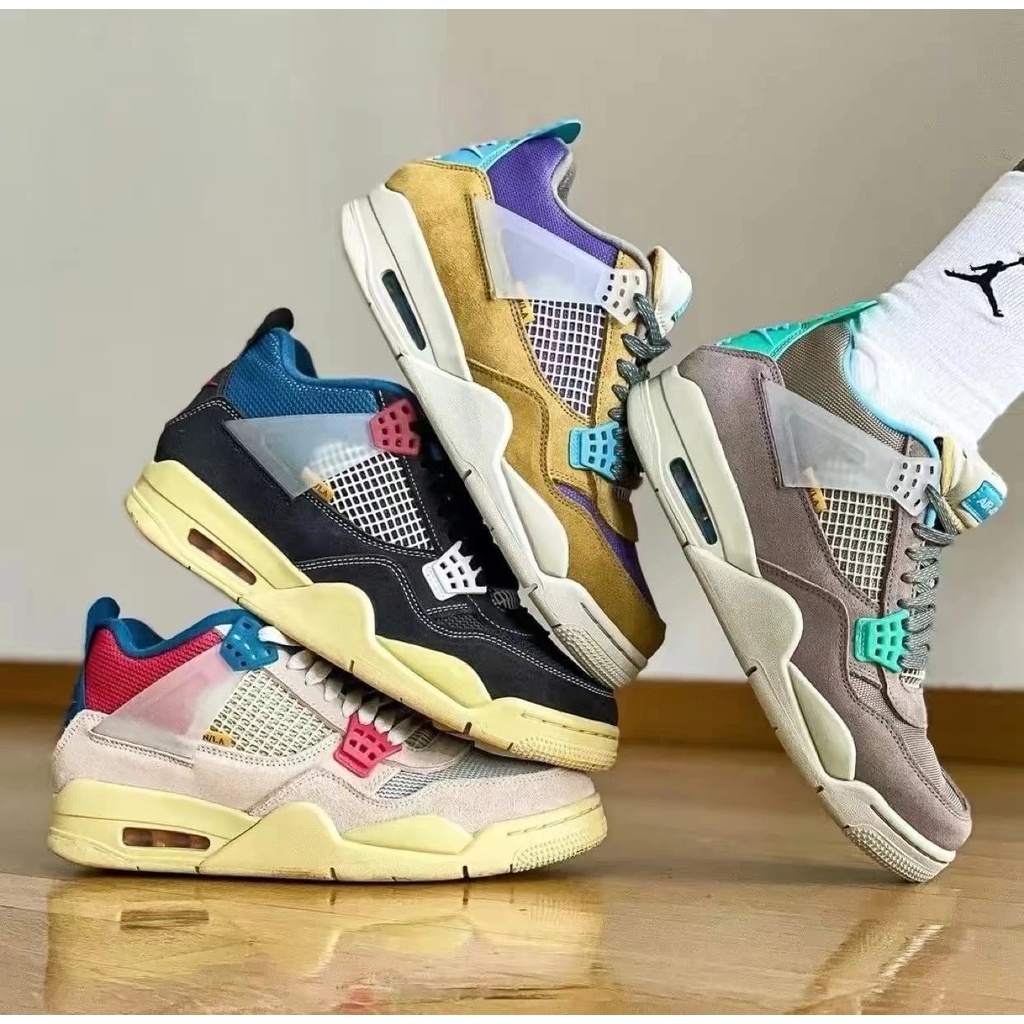 Giày Bóng Rổ Union LA xAir Jordan 4 Aj4Uenon Xanh Dương Đen Xám Nâu Nâu