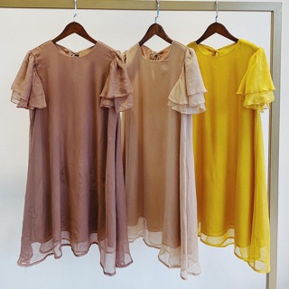 Đầm tơ organza nơ sau