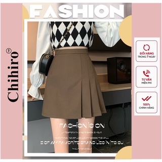 Chân váy xếp li nhỏ dáng chữ A cạp cao chất liệu Vtec đẹp có lót trong  Chihiro CR-04