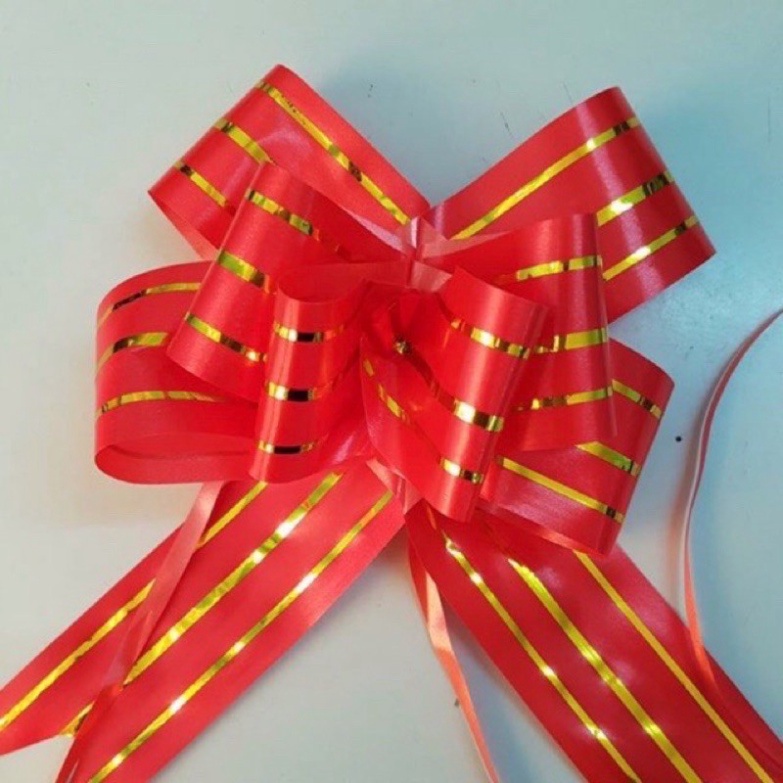 Combo 10 chiếc nơ rút bản to 5cm viền vàng, đủ màu, phụ kiện trang trí