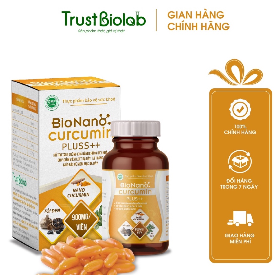 ( Hộp 30 viên ) Bio Nano Curcumin Pluss ++ Giảm viêm loét dạ dày, tá tràng, bảo vệ niêm mạc dạ dày - DƯỢC BIOLAB