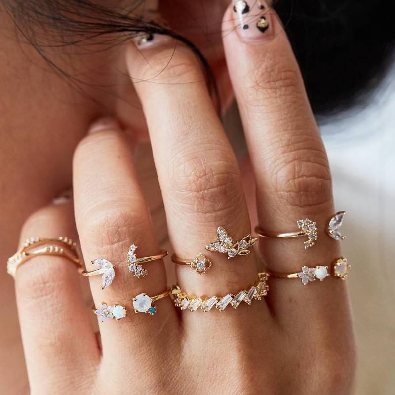 Bộ 7 nhẫn kiểu dáng vintage thời trang cho nữ