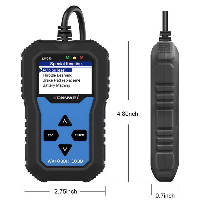 Thiết Bị Kiểm Tra Động Cơ Xe Ô Tô Konnwei Kw350 Obd2 12v