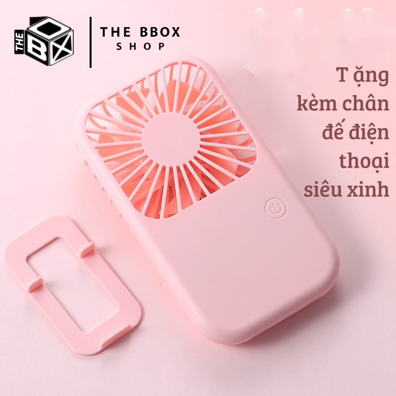 Quạt cầm tay mini, quạt bỏ túi hình chữ nhật BBOXF5 điều chỉnh 3 cấp độ, đầu sạc USB
