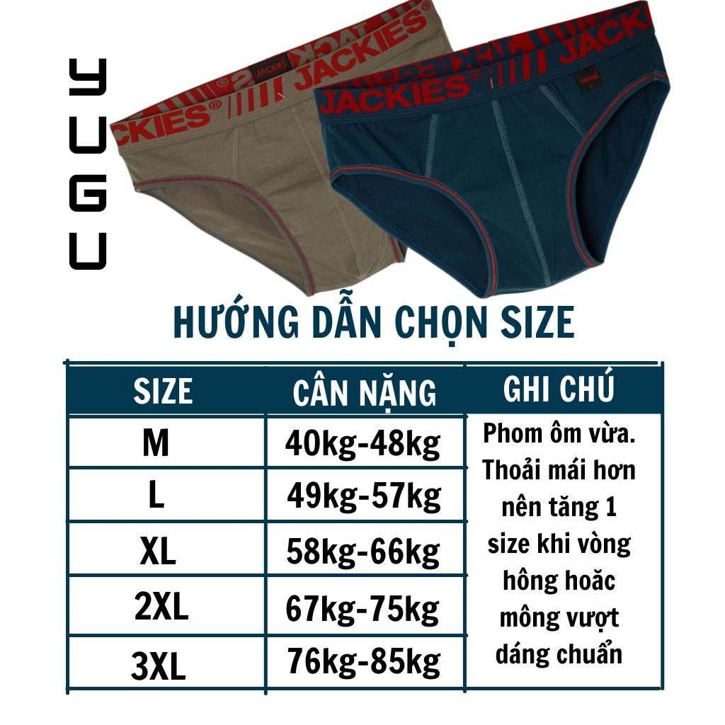 Quần lót tam giác nam cotton cao cấp JACKIES S03 -YUGU- Quần sịp nam thun 40kg-85kg chính hãng Việt Nam, 1 chiếc che tên