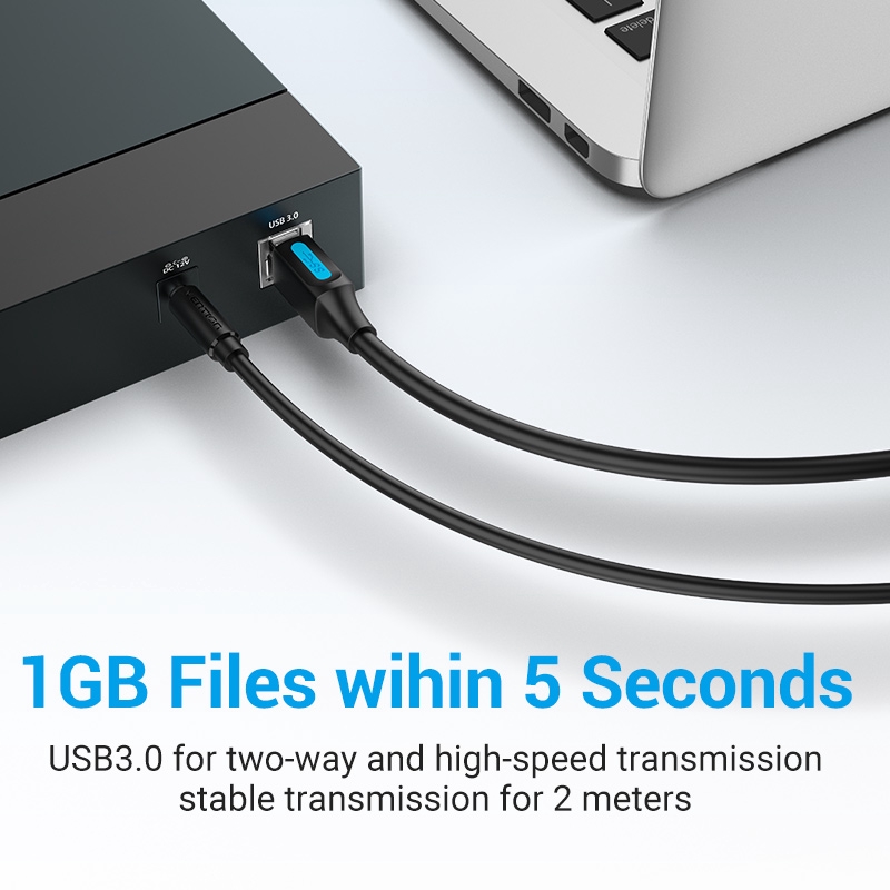 Dây Cáp Vention USB 3.0 Chuyển Đổi Từ USB-A Sang USB-B 2A Tốc Độ Cao 5Gbps Truyền Dữ Liệu Cho Máy In Canon HP