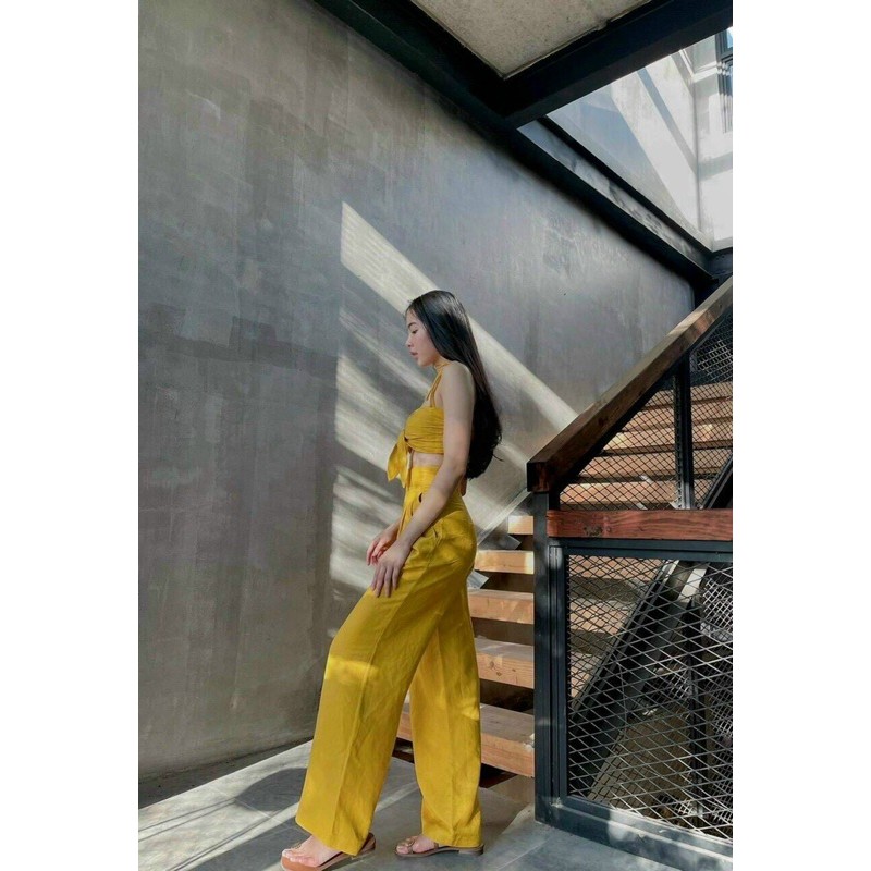 ẢNH THẬT TRẢI SÀN - SET CROPTOP ĐŨI CỘT NƠ NGỰC VÀNG