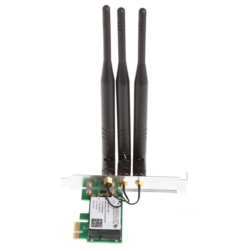 Thẻ Mạng Không Dây Giao Diện PCI-E 1X Để Bàn 2.4/5GHz 300M Băng Tần Kép + 3 Ăng-ten Cho Intel 4965AGN