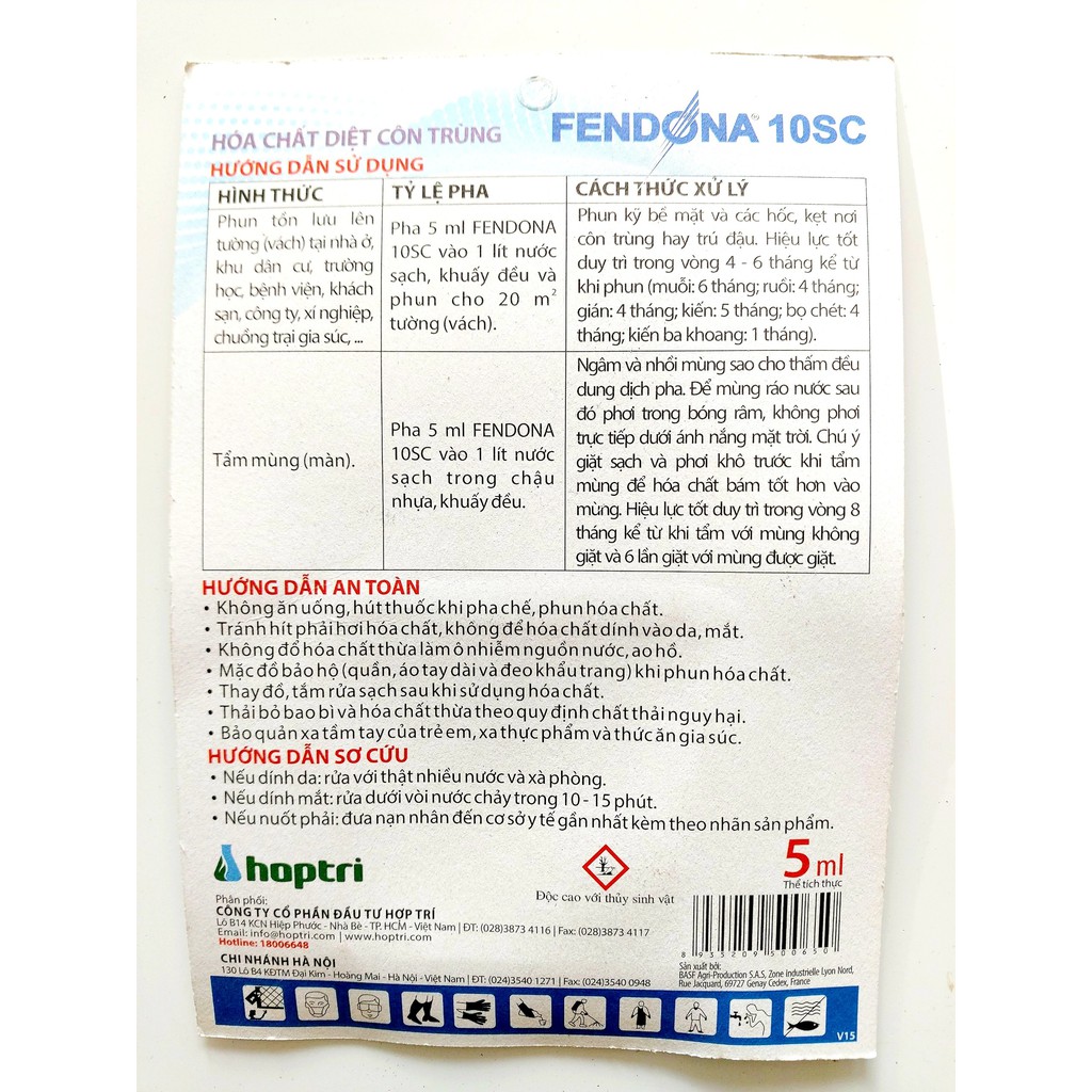 THUỐC DIỆT CÔN TRÙNG FENDONA 10SC