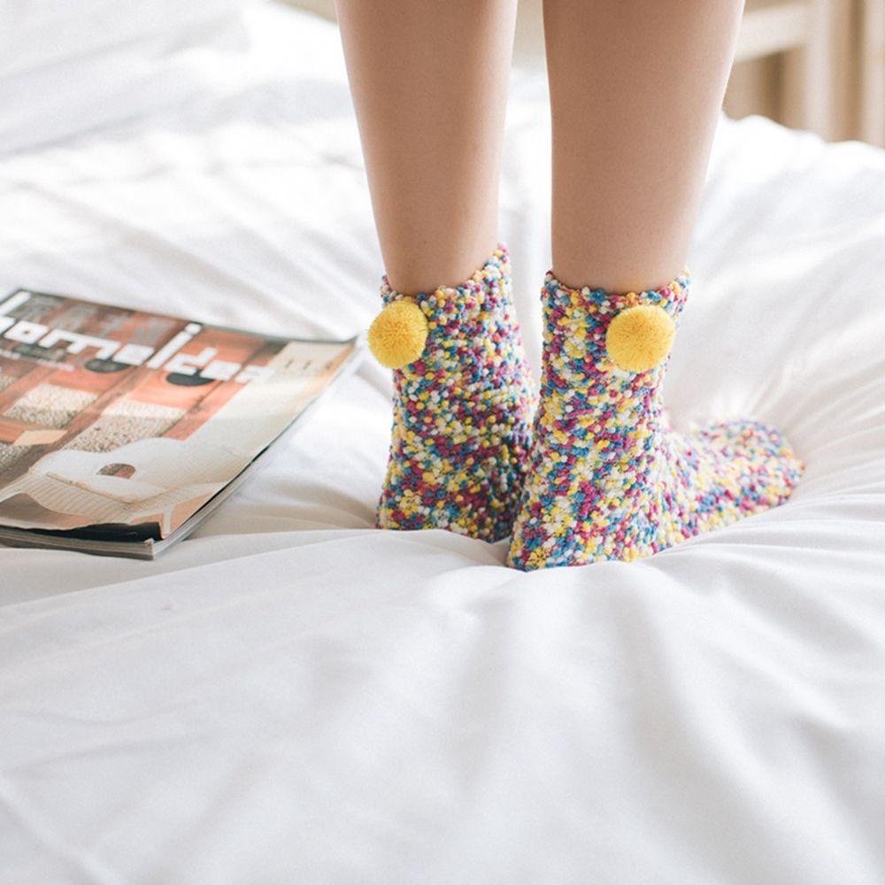 XIANTIN Vớ Nhung San Hô Mềm Mại Đính Quả Bông Xinh Xắn Cho Nữ