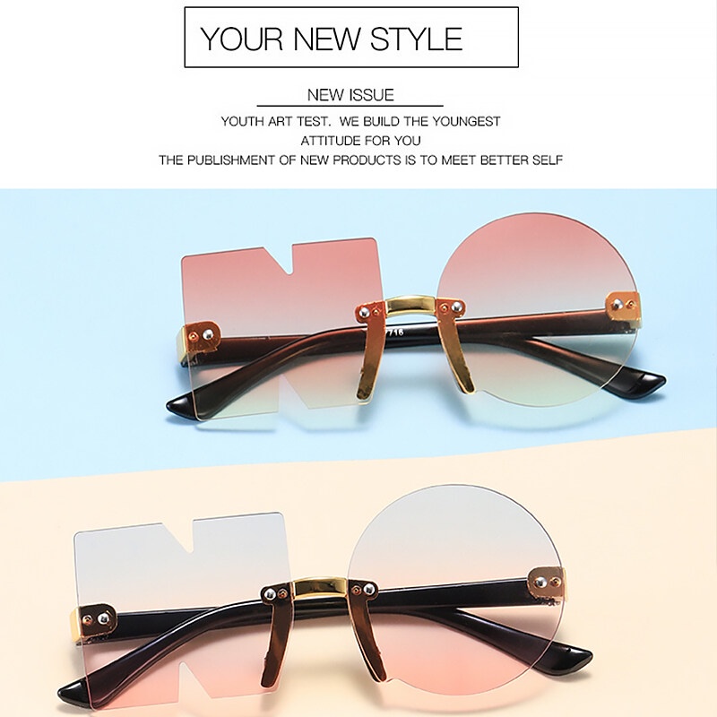 Ptq Kính Râm Không Viền Màu Sắc Gradient Cá Tính Dự Tiệc Cho Bé