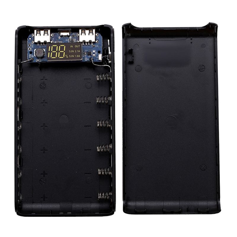 Hộp đựng pin sạc dự phòng chứa được 6 cục 18650 2 cổng USB DIY tiện lợi
