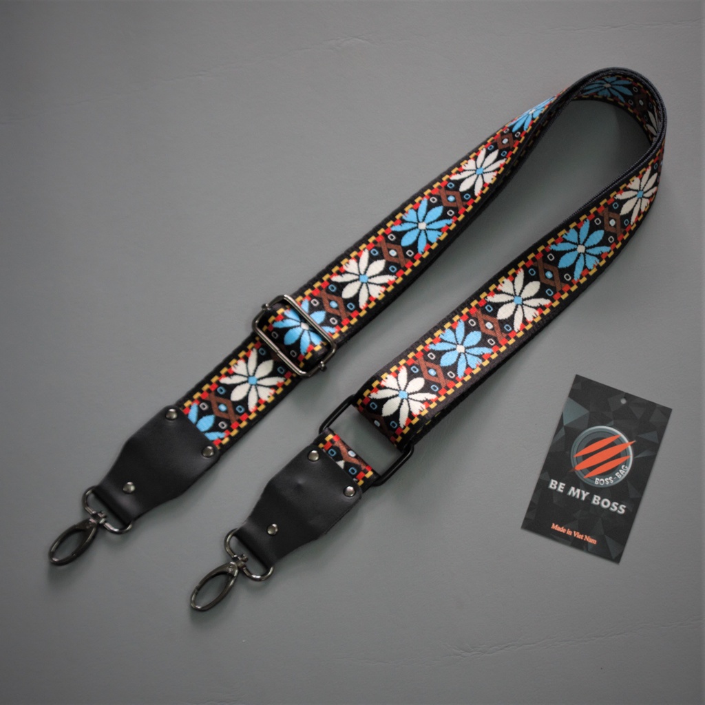 Dây đeo chéo Poly cho túi xách, máy ảnh thổ cẩm Hoa Lá 3