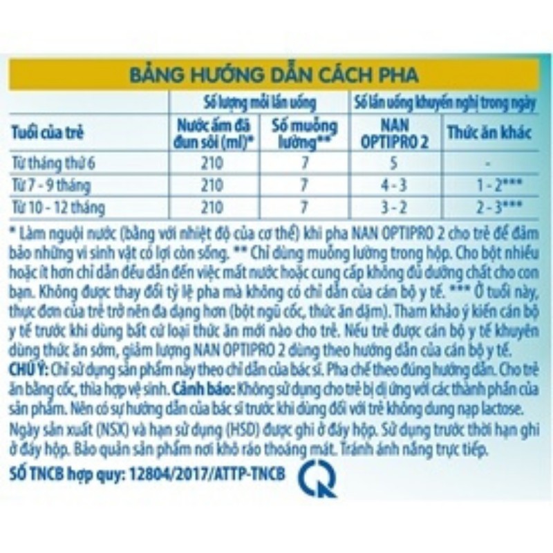 Sữa NAN NGA Số 2 800G OPTIPRO (trẻ từ 6-12 tháng), Date 2022
