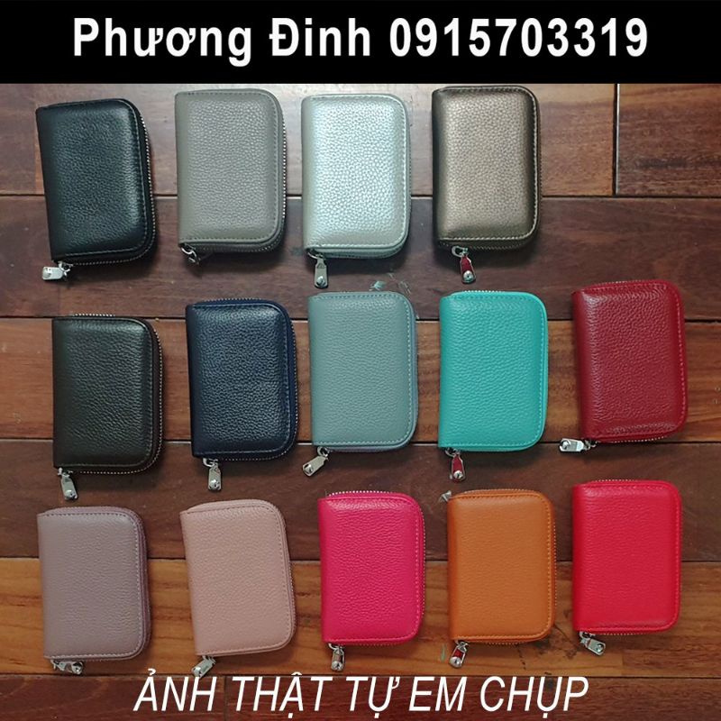 Bóp ví nhỏ đựng tiền, thẻ, card ATM bằng da thật