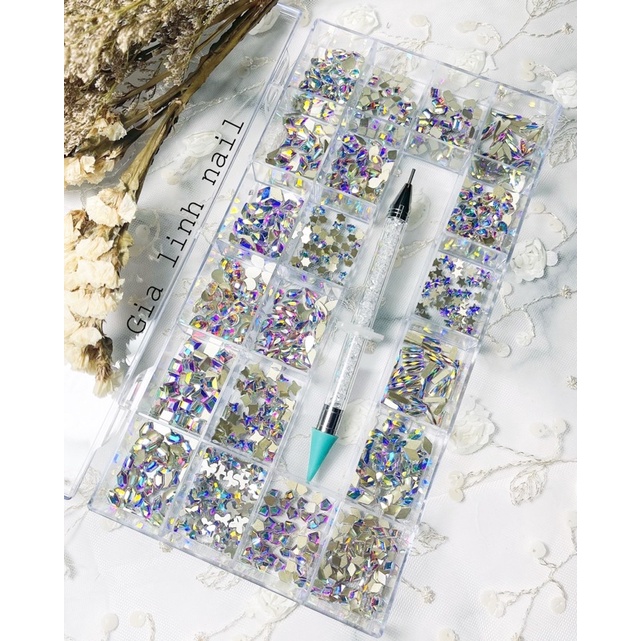 Đá khối chân bằng set 1000viên (kèm khay đưng, bút chấm)