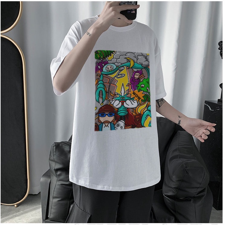 Áo Thun unisex form rộng màu sắc Grafity Dream nam nữ tee phông basic dáng oversize màu trắng 45 - 80kg