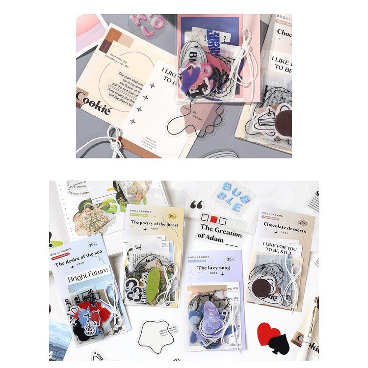 SET 15 STICKER &amp; GIẤY KRAFT AESTHETIC DECOR JOURNAL (ảnh thật) - Tiệm nhà Chun