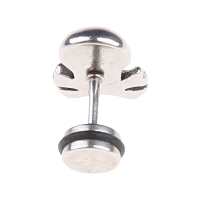 Bông Tai Hình Đầu Lâu Bằng Thép Titan Phong Cách Retro