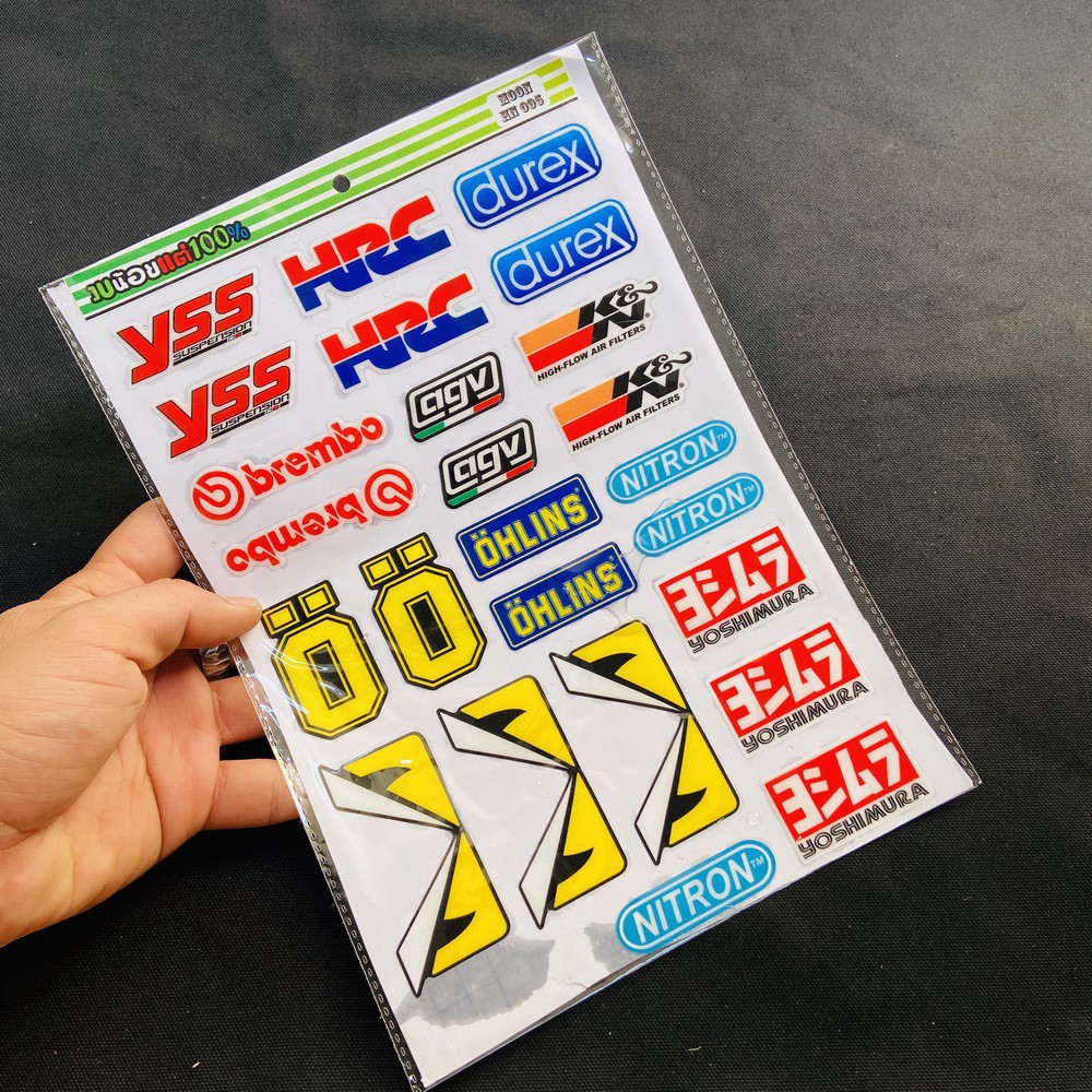 TẤM TEM DẬP NỔI NHIỀU LOGO CÁC HÃNG XE MẪU PROTI, CRG, NITRON TRANG TRÍ XE SIÊU CHẤT