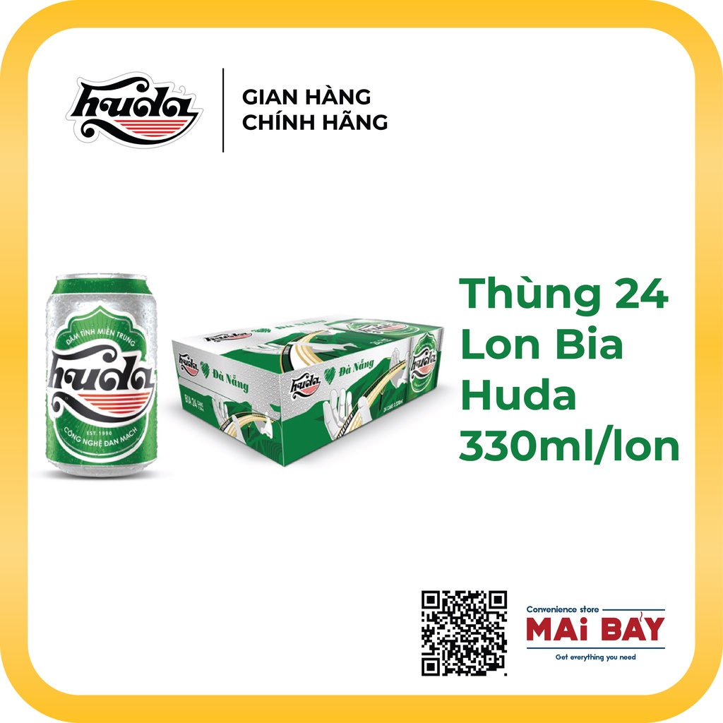 [GIAO NHANH 1H] BIA HUDA MIỀN TRUNG THÙNG 24 LON x 330ML