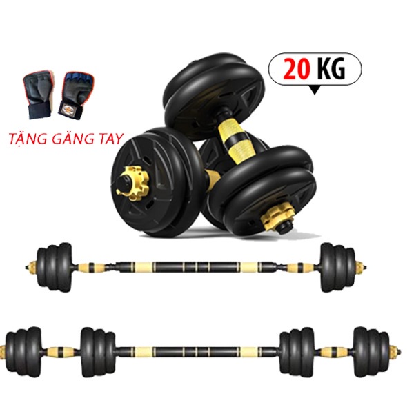 Bộ Tạ Tay Đa Năng 20kg Kết Hợp Tạ Đòn Tháo Lắp Điều Chỉnh Siêu Bền Thế Hệ Mới 2021