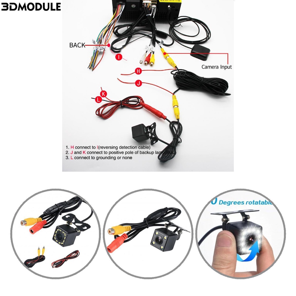 Camera chiếu hậu 4/8/12 bóng LED 3D cho xe hơi