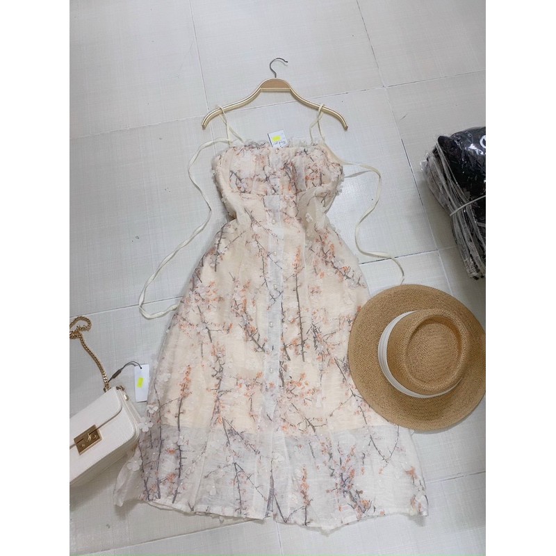 ĐẦM MAXI XẾP LI NGỰC VIỀN BÈO HOA REN NỔI 2S NUDE KÈM ẢNH THẬT