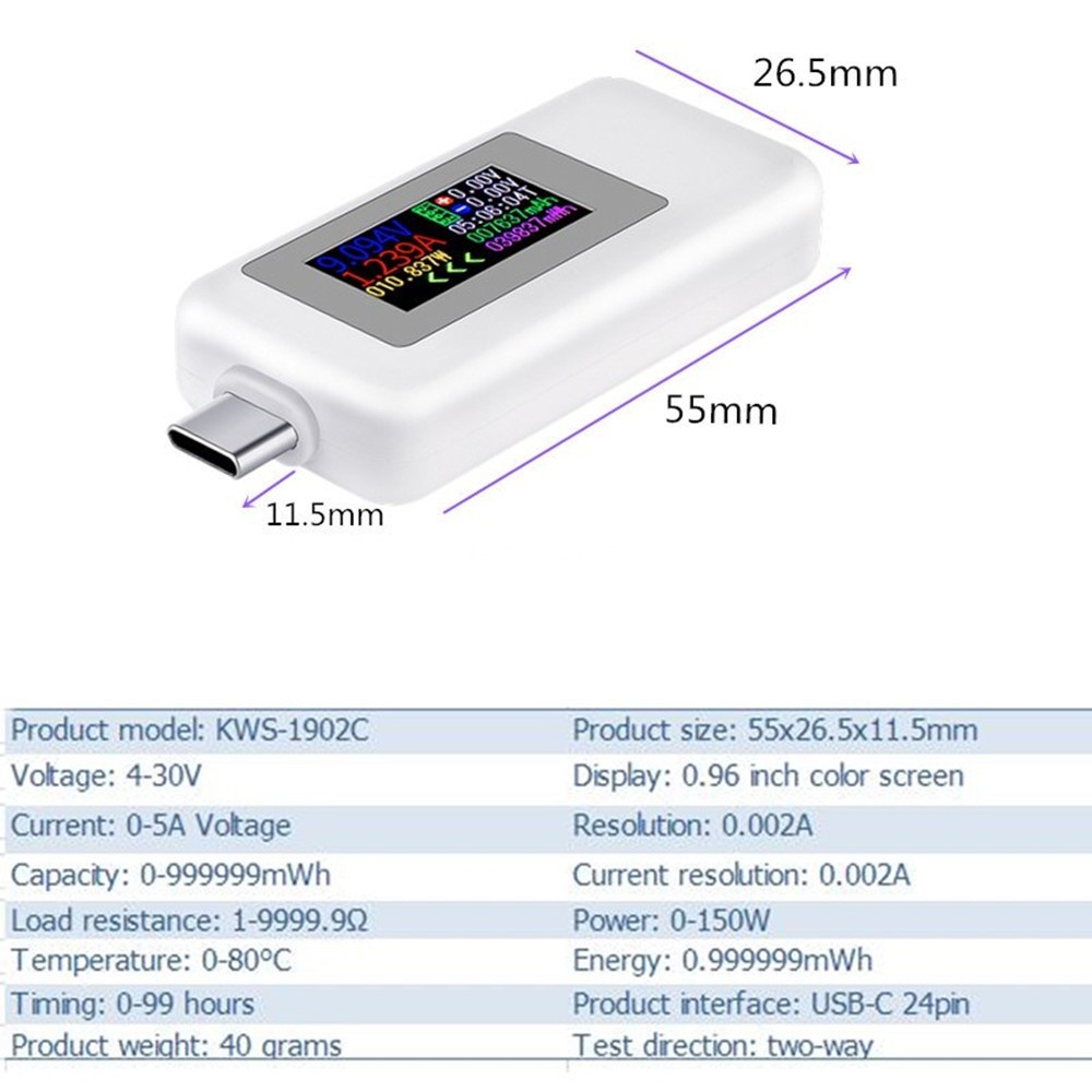 USB Đo Dòng - Đo Áp ,Test pin sạc, Củ Sạc, Dung Lượng Pin KWS-V21 KWS-MX18 KWS-MX19 KWS-1902C | BigBuy360 - bigbuy360.vn