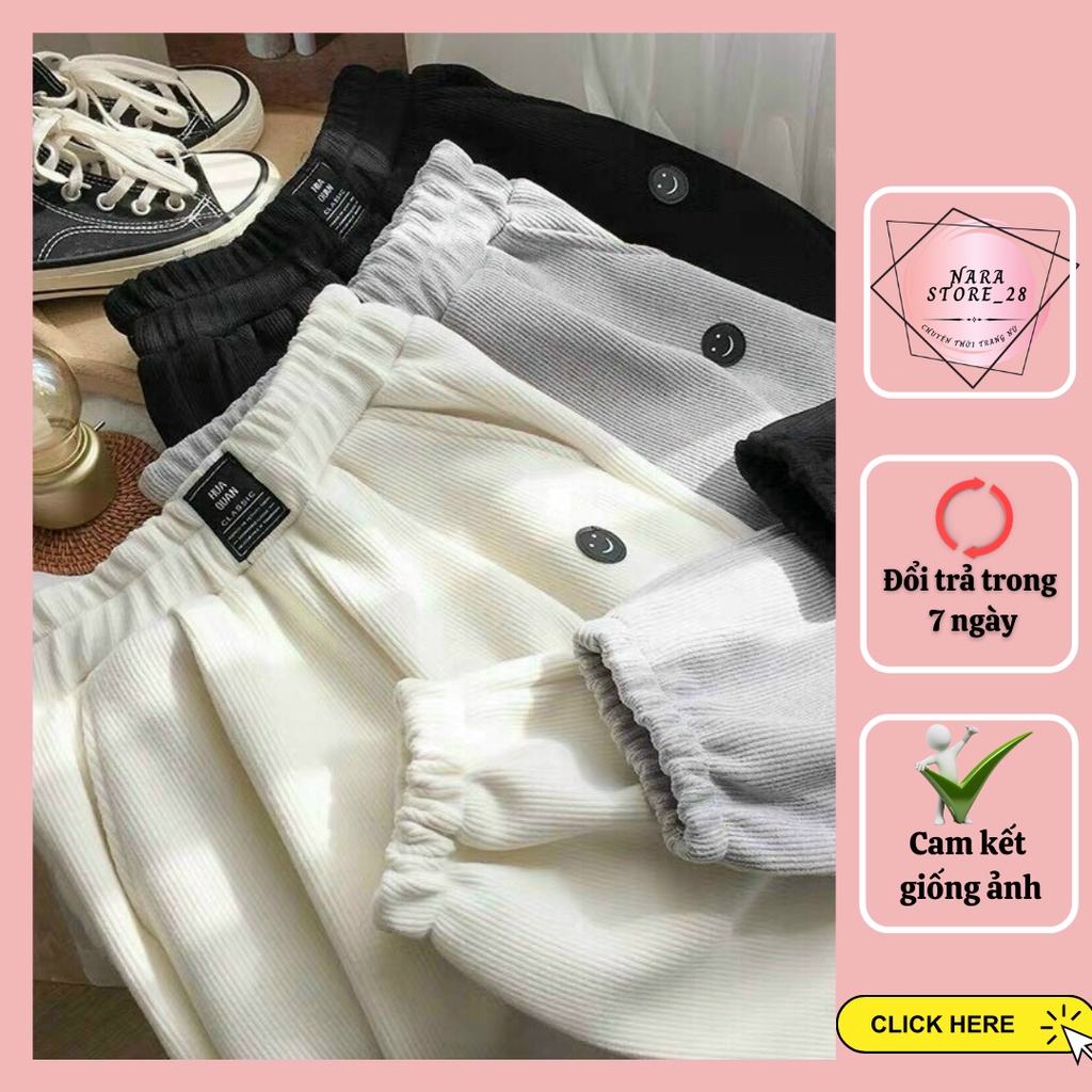 Quần Joggers Nữ - Quần Len Tăm Ống Rộng Bo Gấu (KÈM ẢNH THẬT) MHQ125