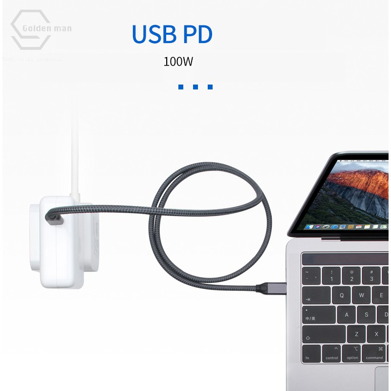 Cáp USB 3.2 gen 2x2 20Gbps tương thích USB4 Thunderbolt 3 xuất màn hình 4k 60hz cho laptop điện thoại sạc 100W PD QC