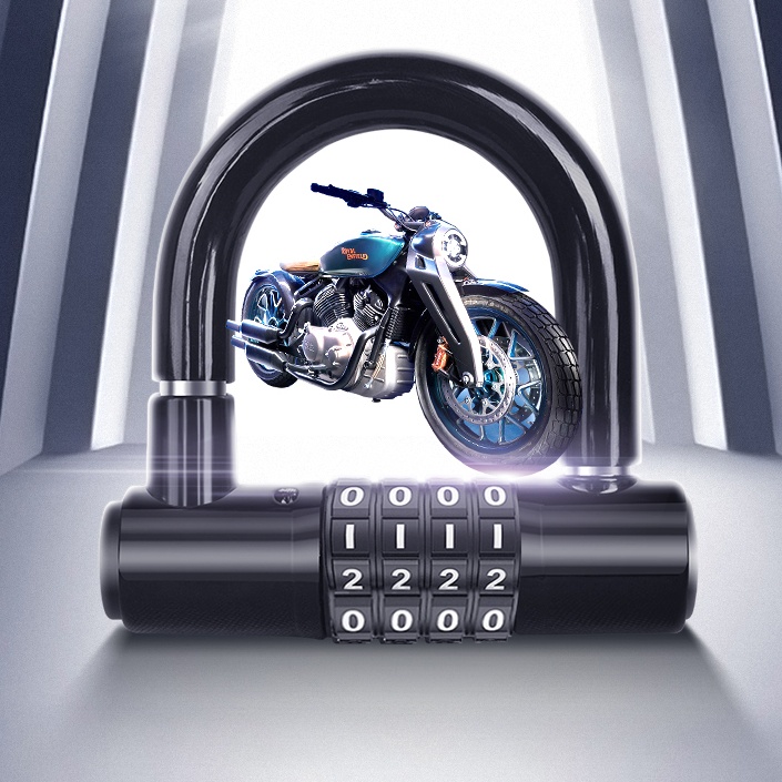 Ổ khoá số khoá chữ U chống trộm có thể thay đổi mật mã bảo vệ nhà cửa xe chất liệu hợp kim siêu chắc chắn siêu bền