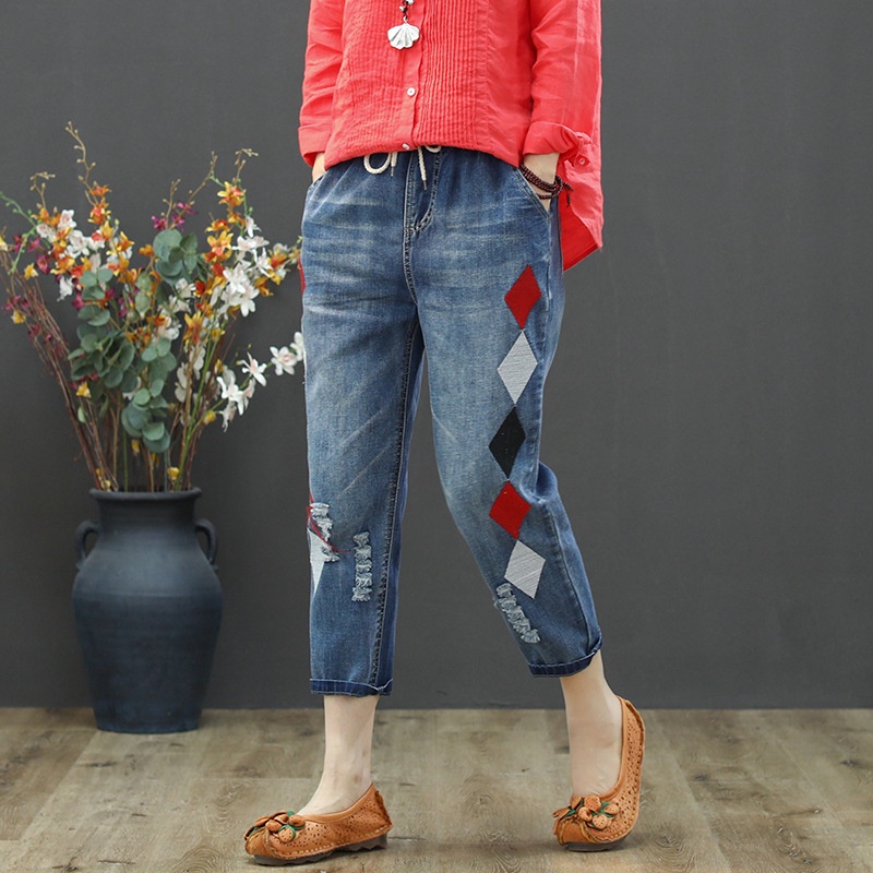 Quần jean nữ thêu hoạ tiết siêu đẹp 2022