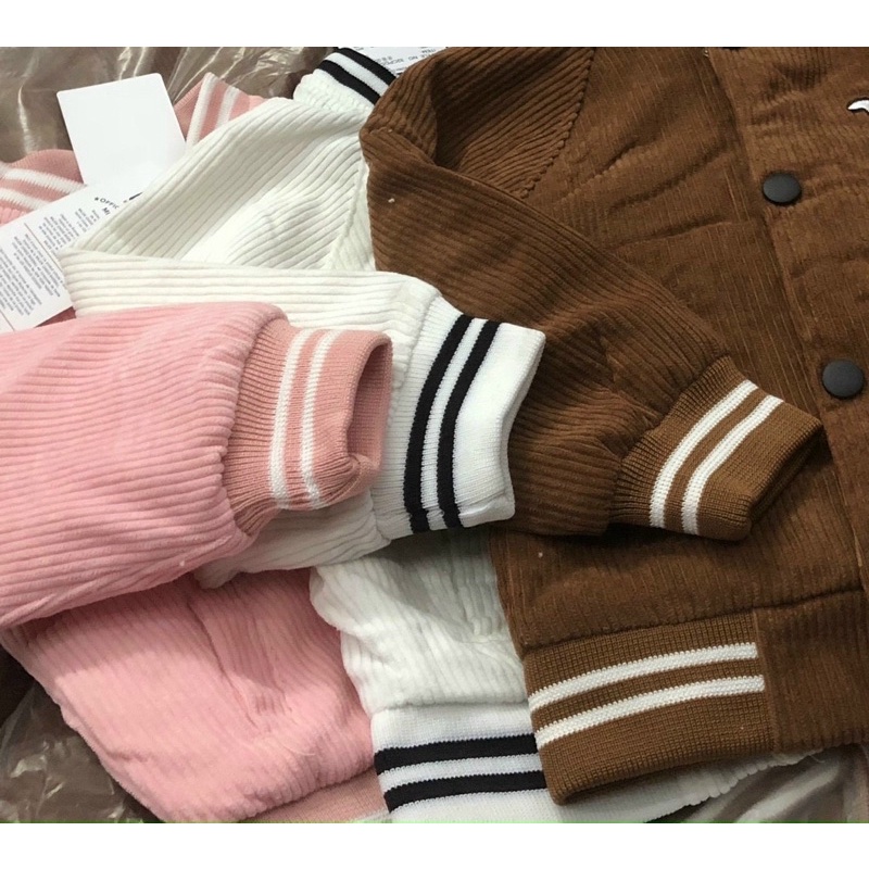 Áo khoác nhung trần trám mlb cho bé trai bé gái