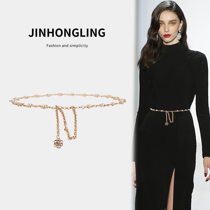 Thắt lưng hợp kim phối ngọc trai thời trang cá tính cho nữ