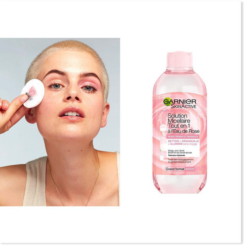 [Mã giảm giá tích lũy] Nước tẩy trang Garnier Skin Active Solution Micellaire Tout en 1 à l'Eau de Rose 400ml