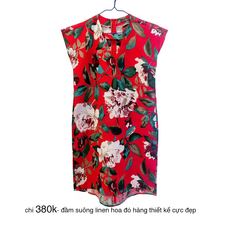 CAO CẤP ĐẦM SUÔNG LINEN HOA ĐỎ HÀNG THIẾT KẾ CUTIESEXY SIÊU ĐẸP SIÊU MÁT