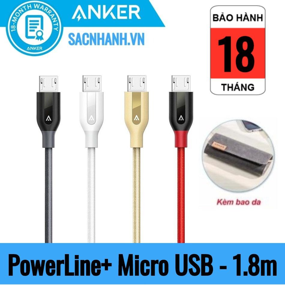 Cáp Sạc Nhanh Micro USB Anker PowerLine+ - Dài 1.8m