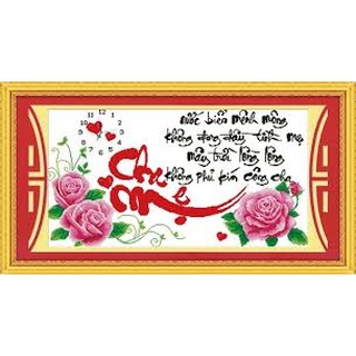 Tranh thêu đồng hồ cha mẹ 222749