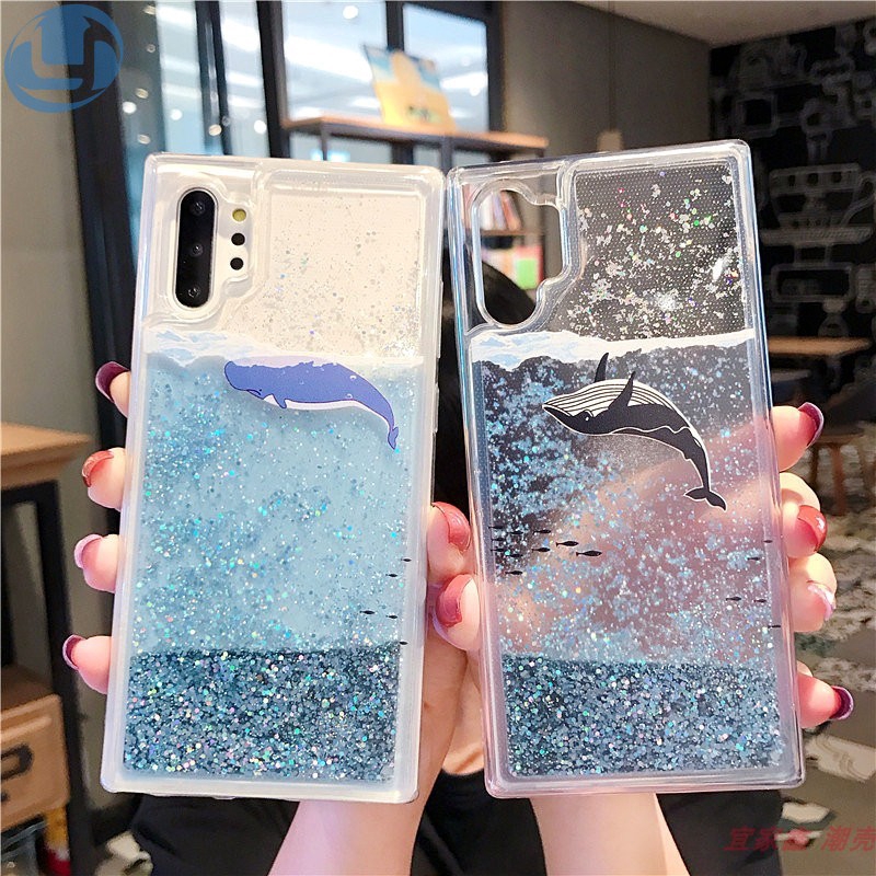 Ốp Lưng Kim Tuyến Nước Chống Sốc Hình Cá Heo / Cá Voi Cho Samsung Note 8 / 9 / 10 Pro / A10 / A20 / A30 / A50 / A30S / A50S / A40 / A60 / A70 / A10S / A20S / A7 / A8 / A9 2018