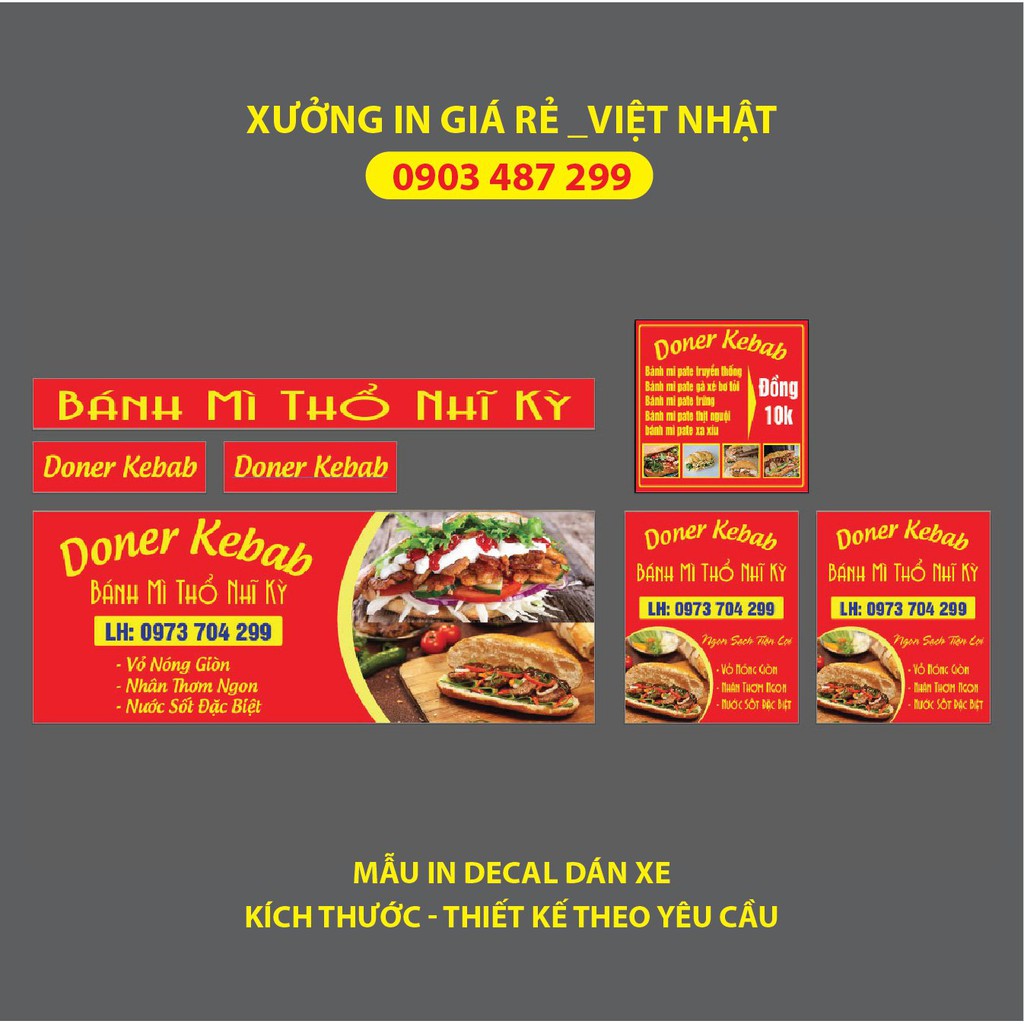 Decal dán xe Bành Mì, Trà sữa, Xôi, Hủ tiếu, Bánh tráng trộn ,... Theo yêu cầu_Miễn phí thiết kế