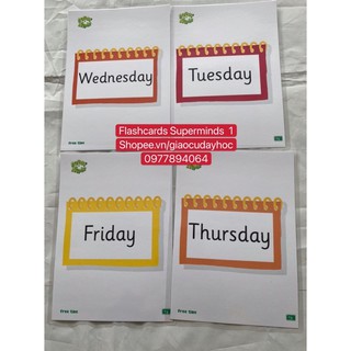 FLASHCARDS  SUPERMINDS 1 - SIZE A5 -2 MẶT -ép Plastics
