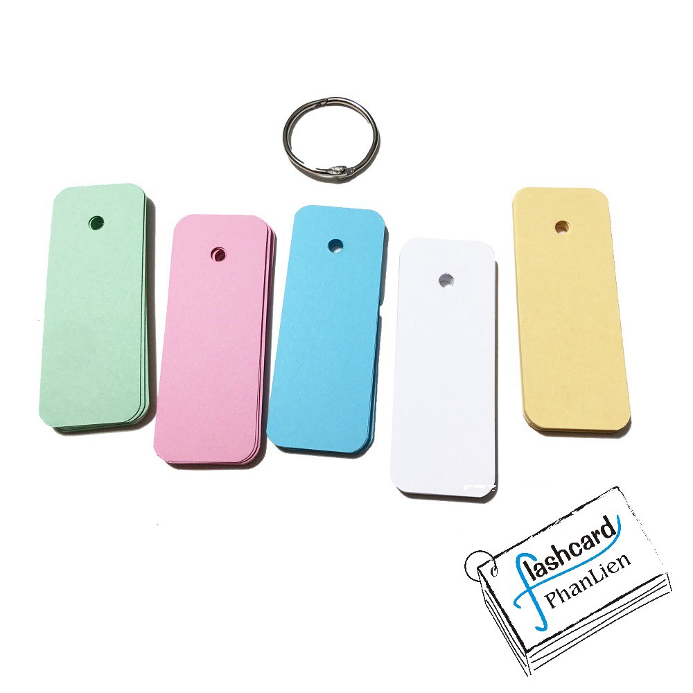 Lựa màu - Mua 5 tặng 1 - Flashcard trắng 5 màu bo góc 3x8cm